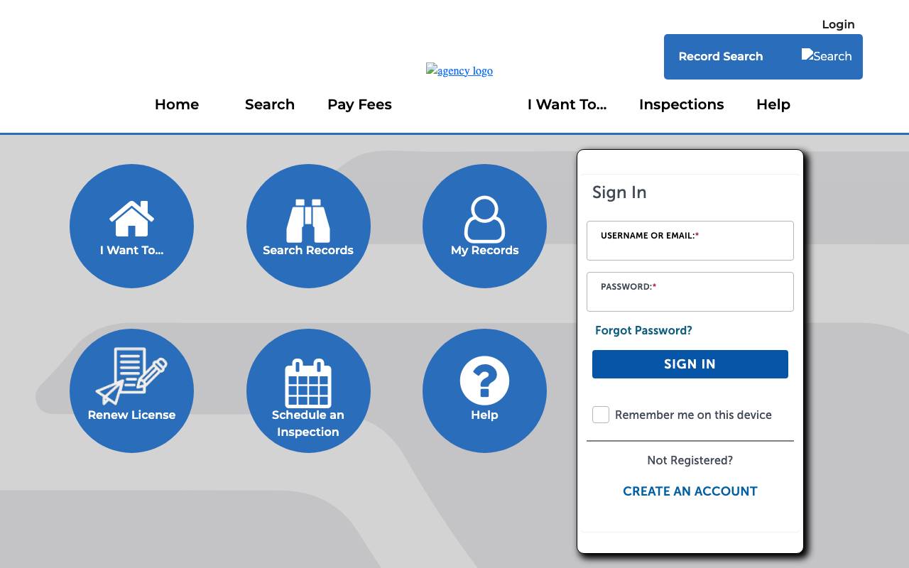 Screenshot of the Mesa permit portal