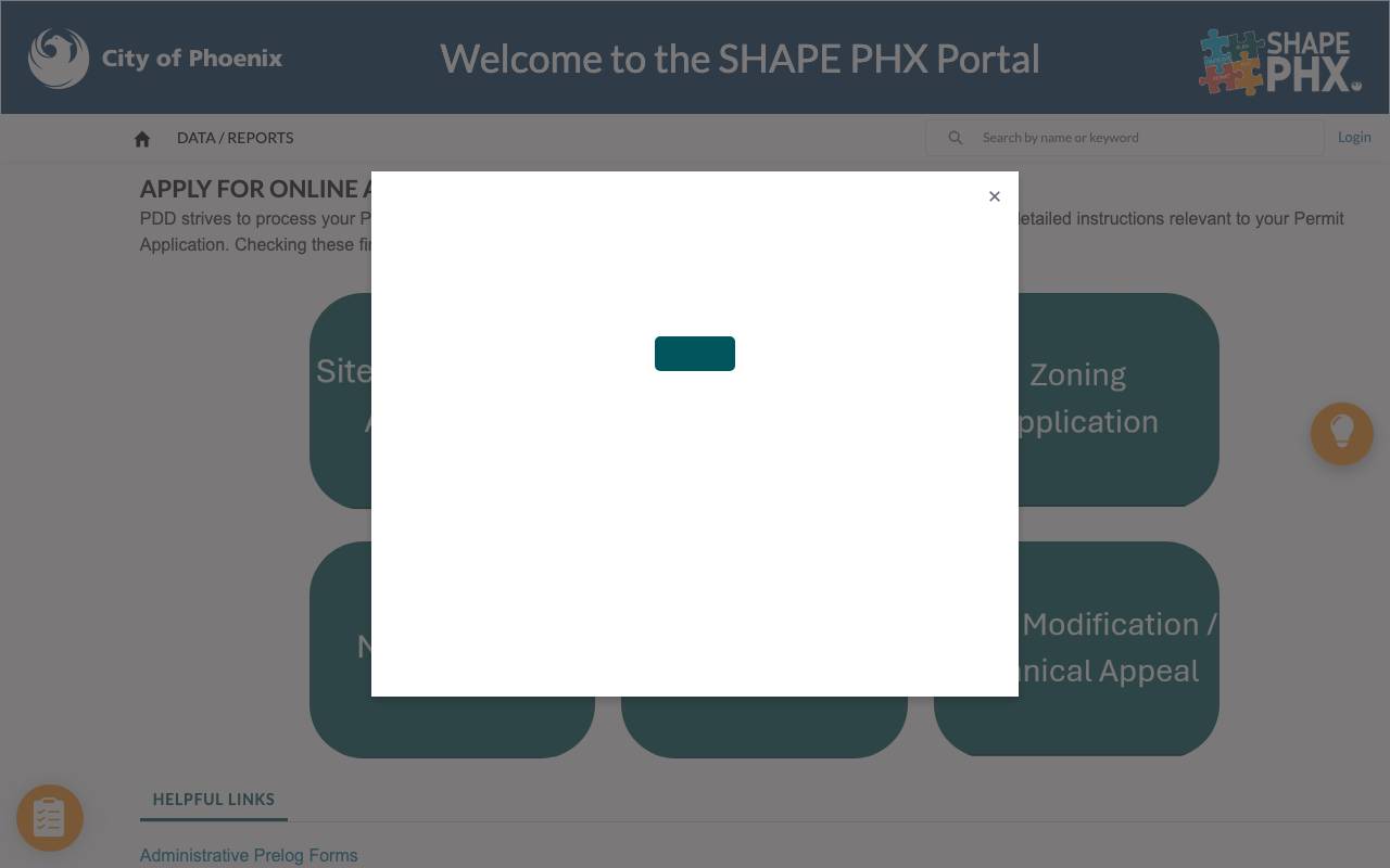 Screenshot of the Phoenix permit portal