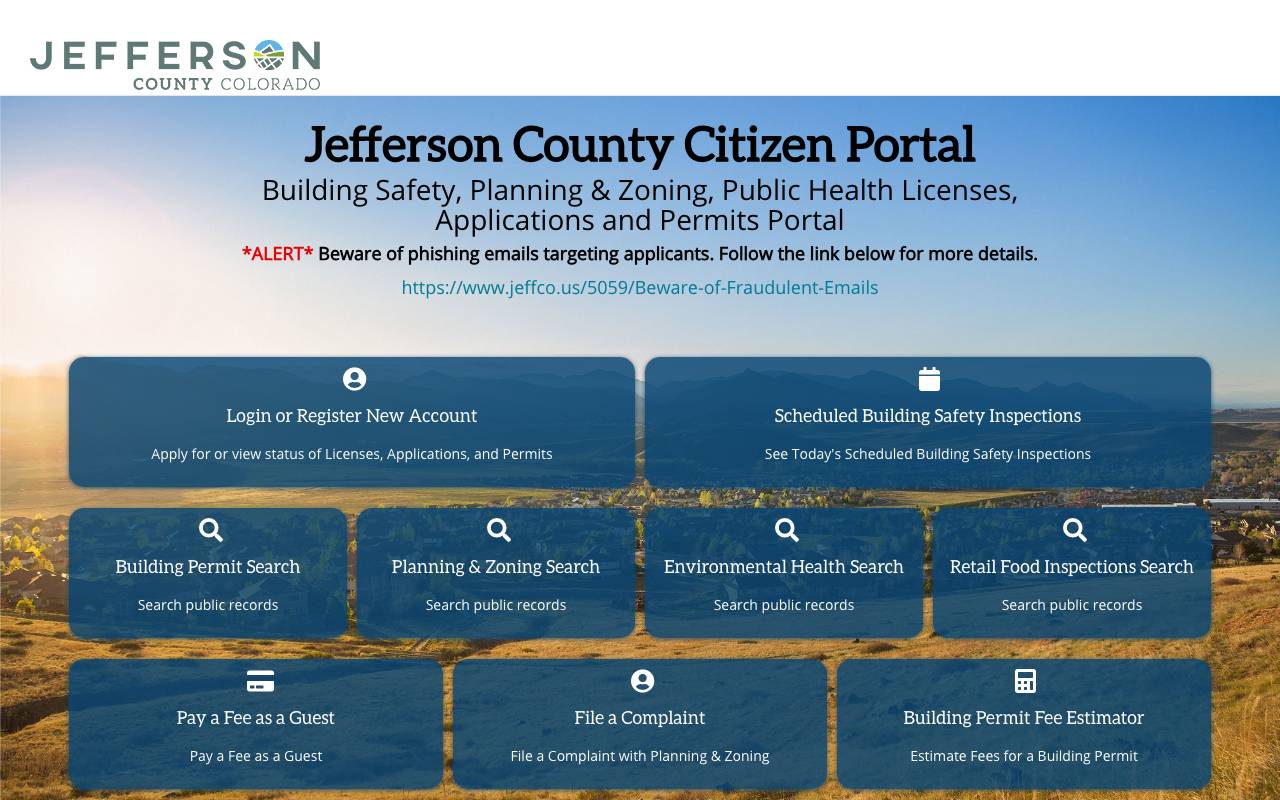 Screenshot of the Jefferson County permit portal