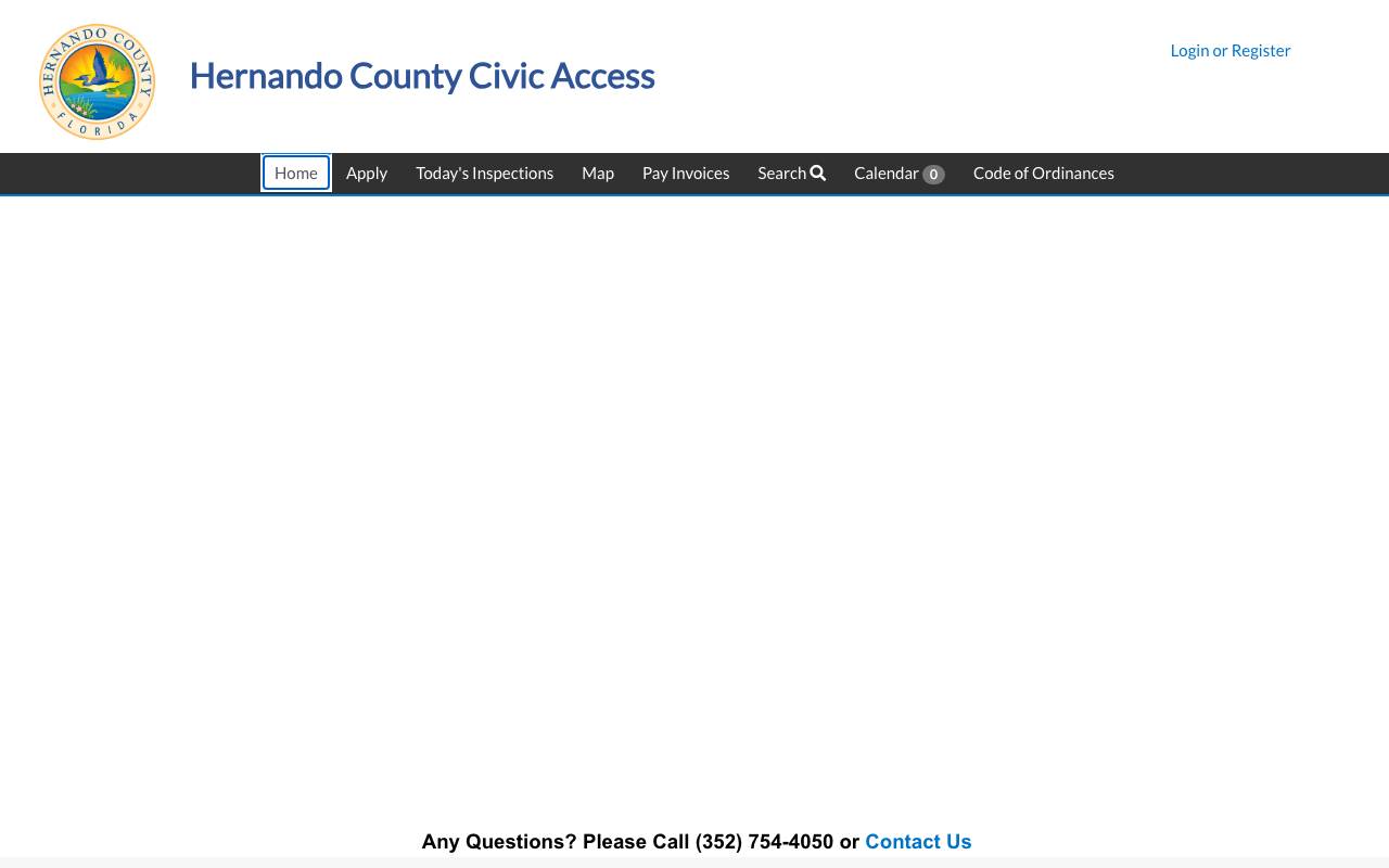 The Hernando County permit portal search screen
