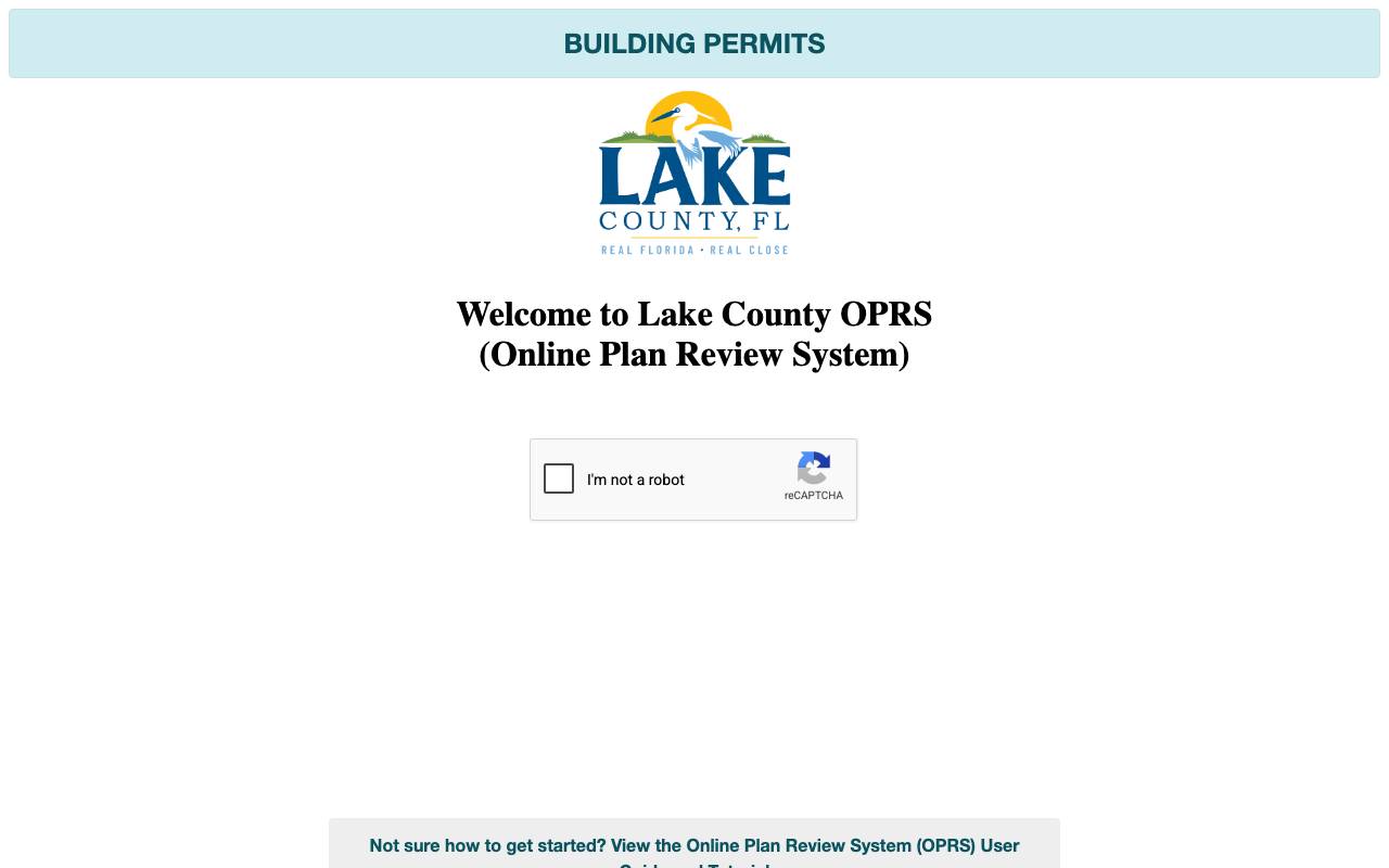 The Lake County permit portal search screen