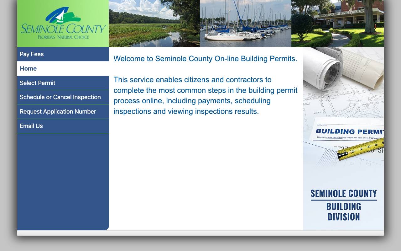 The Seminole County permit portal search screen