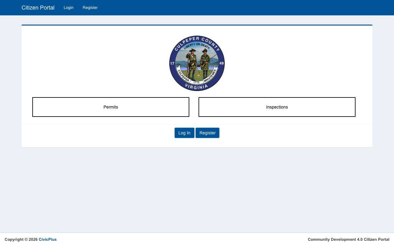 Screenshot of the Culpeper County permit portal