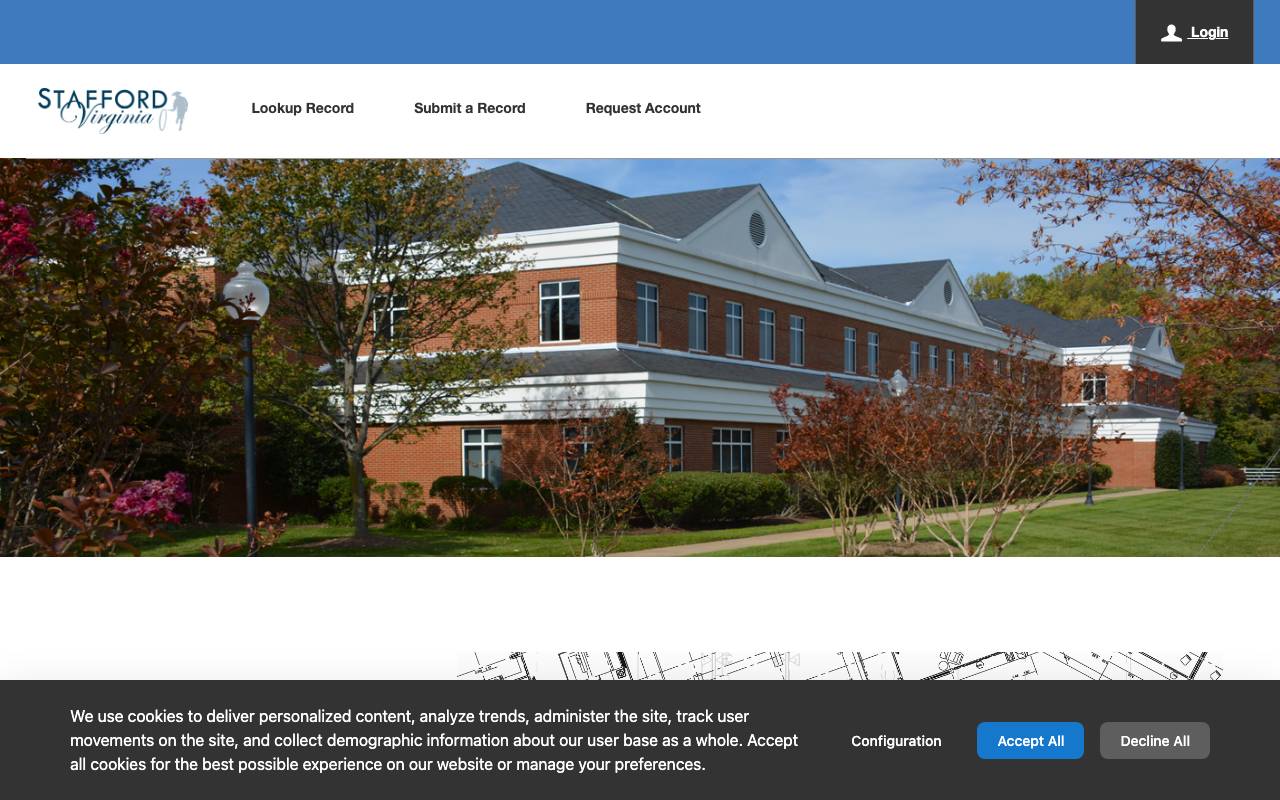 Screenshot of the Stafford County permit portal