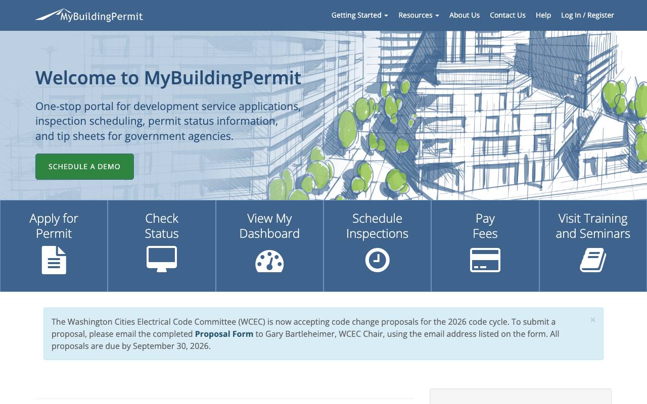 Screenshot of the King County permit portal