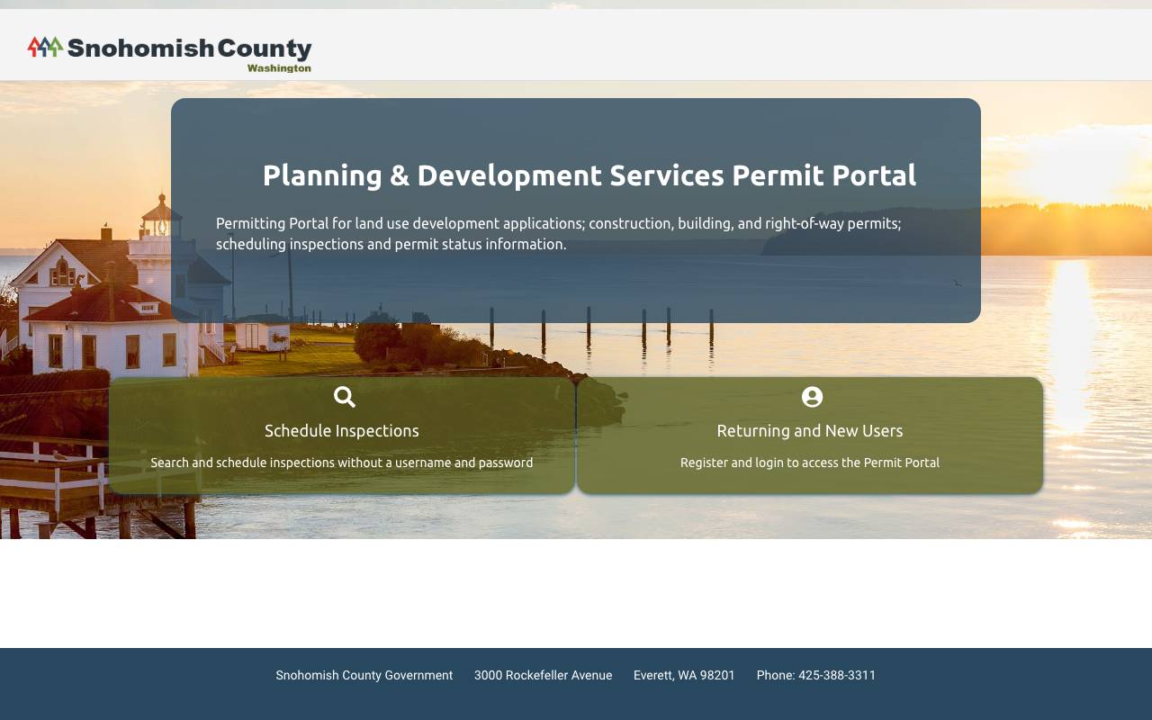 Screenshot of the Snohomish County permit portal